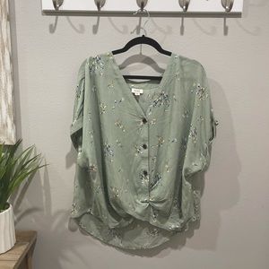 Target “Ana” flowy light green floral blouse